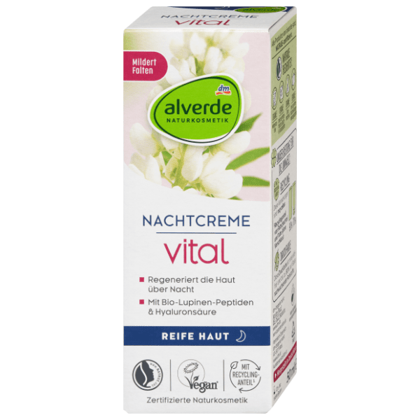 ALVERDE Vital noćna krema sa peptidima organske lupine 50ml