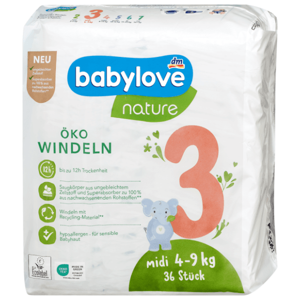 BABYLOVE pelene nature 3 midi 36kom
