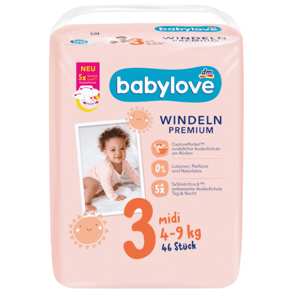 BABYLOVE pelene premium 3 midi 46kom