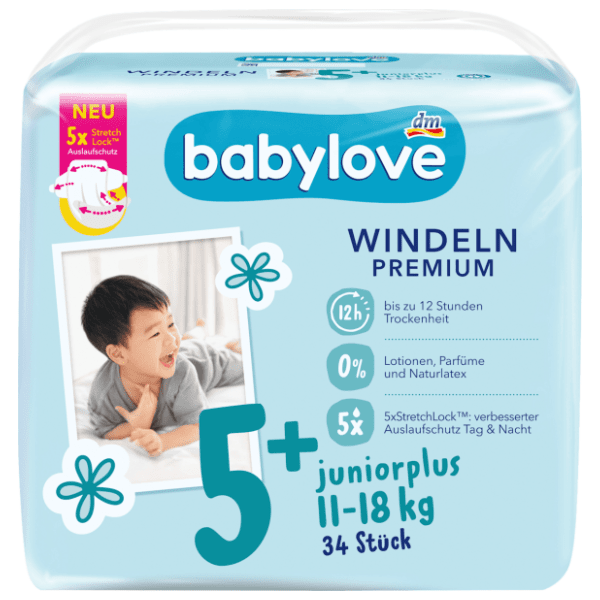 BABYLOVE pelene premium 5+ juniorplus 34kom