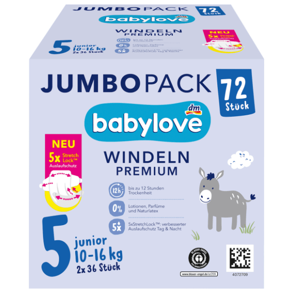 BABYLOVE pelene premium JP 5 junior 72kom