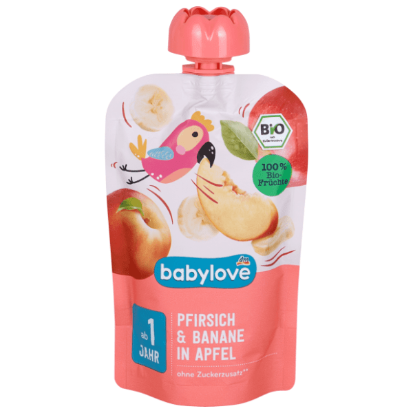 BABYLOVE voćni pire breskva banana u jabuci 100g