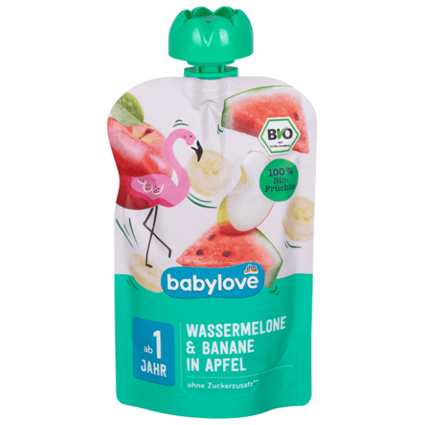 BABYLOVE voćni pire lubenica banana u jabuci 100g