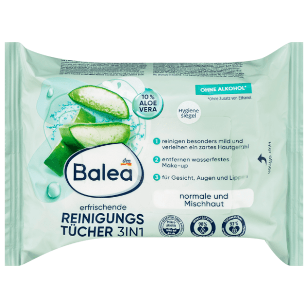 BALEA 3u1 maramice za čišćenje lica aloe vera 25kom