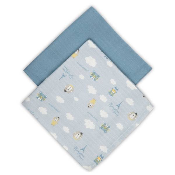 CANPOL BABIES tetra pelena muslin bonjour Paris plave 2kom