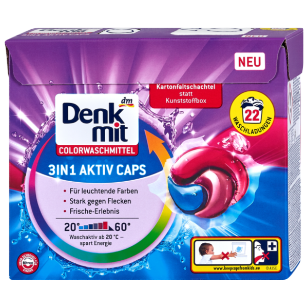 DENKMIT Aktiv caps 3in1 kapsule za veš 22kom