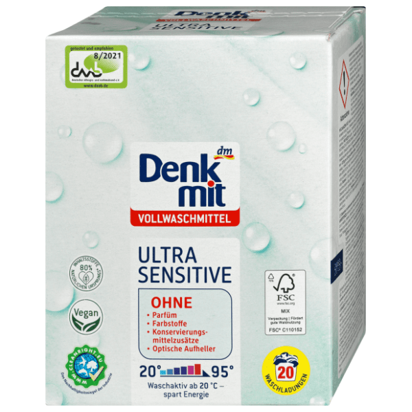 DENKMIT Ultra sensitive deterdžent za beli veš 20 pranja