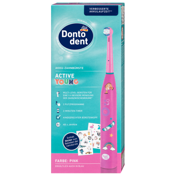 DONTODENT Active young dečija električna četkica 4g 1kom roze