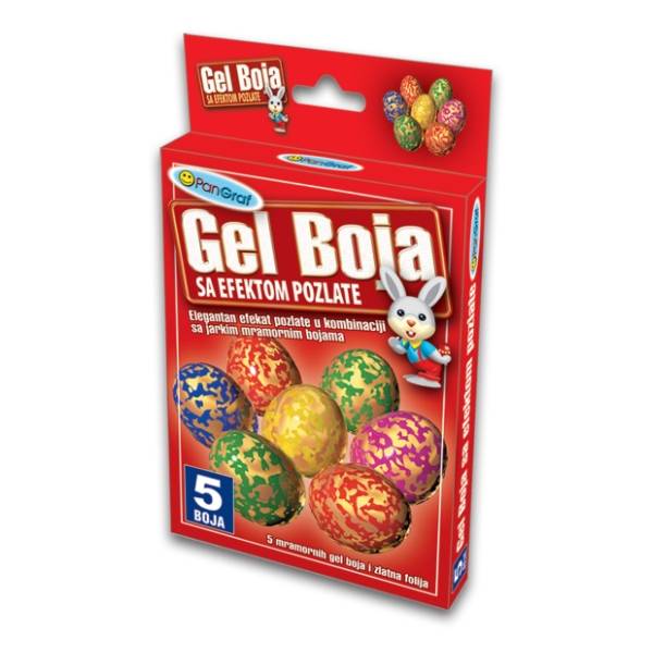 Gel boja sa efektom pozlate i folija PANGRAF 5kom + rukavice
