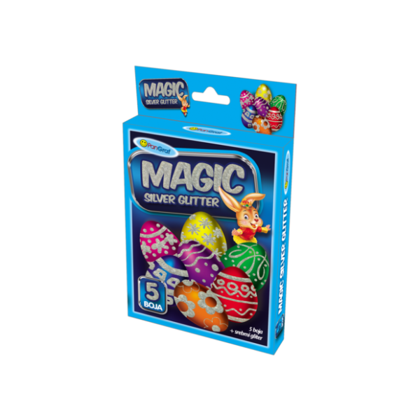 Gliter gel za ukrašavanje jaja magic srebrni PANGRAF 5kom
