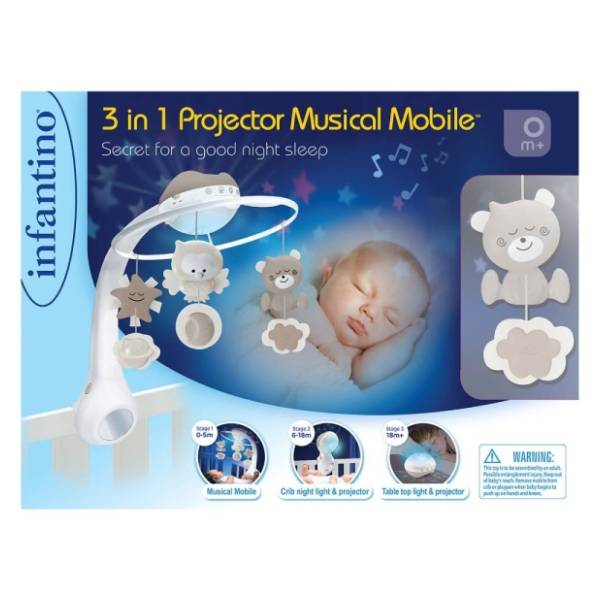 INFANTINO muzička vrteška 3u1 bela
