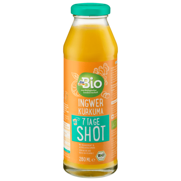 DM BIO organski napitak đumbir kurkuma pomorandža višnja  280ml
