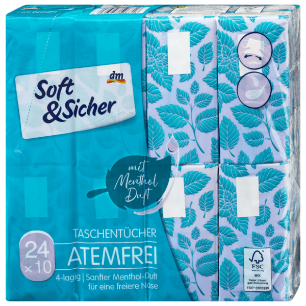 Papirne maramice SOFT&SICHER atemfrei mentol 4sloja 24kom