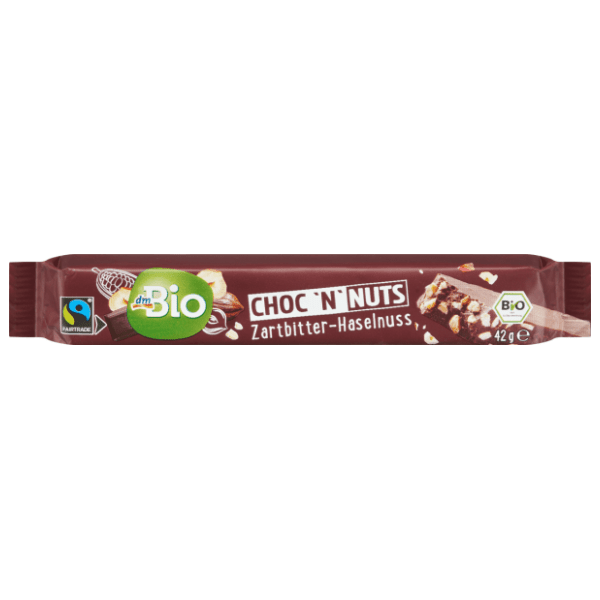 Štanglica DM BIO Choc 'N' nuts crna čokolada i lešnik 42g