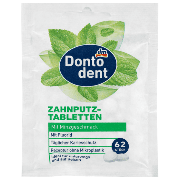 Tablete za pranje zuba DONTODENT sa ﬂuoridom 62kom