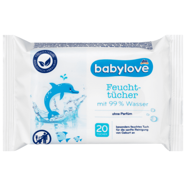 Vlažne maramice BABYLOVE 99% voda 20kom