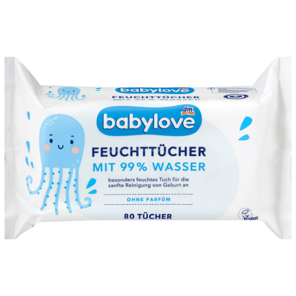 Vlažne maramice BABYLOVE 99% voda 80kom