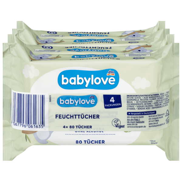 Vlažne maramice BABYLOVE aloe vera i kamilica 4x80kom