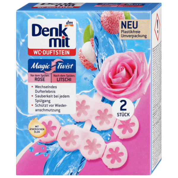 WC kamen DENKMIT magic twist ruža i liči 2x48g