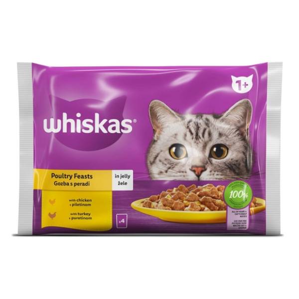 WHISKAS Adult hrana za mačke izbor živine 4x85g