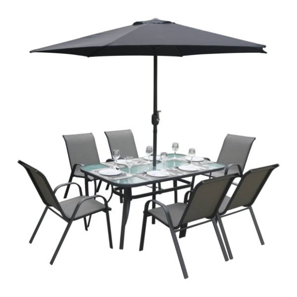 Baštenski set 6 stolica i sto LEMON Bali crni