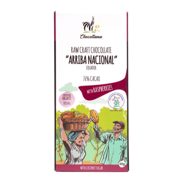 Čokolada CHOCOLLAMA Arriba nacional malina 75% kakao 40g