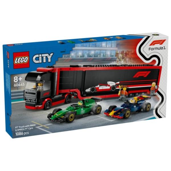 LEGO City F1 kamion sa RB20 i AMR24 F1 formulama 60445