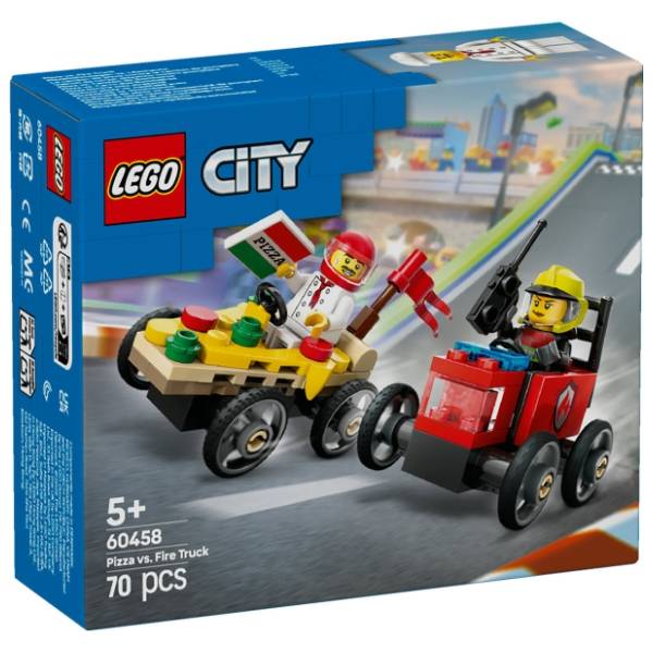 LEGO City vozilo za dostavu pica protiv vatrogasnog vozila 60458