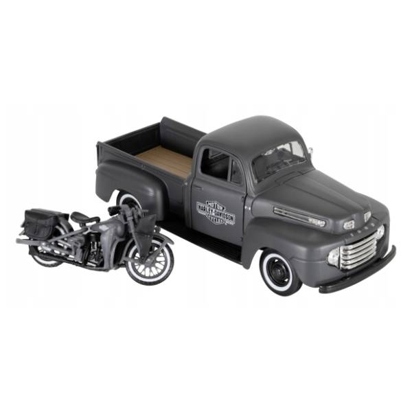 Auto 1:24 1948 Ford F-1 Pickup + 1942 WLA Flathead MAISTO