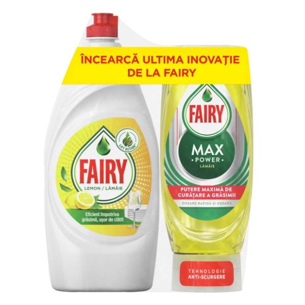 Deterdžent za posuđe FAIRY lemon 800ml + Max power 450ml