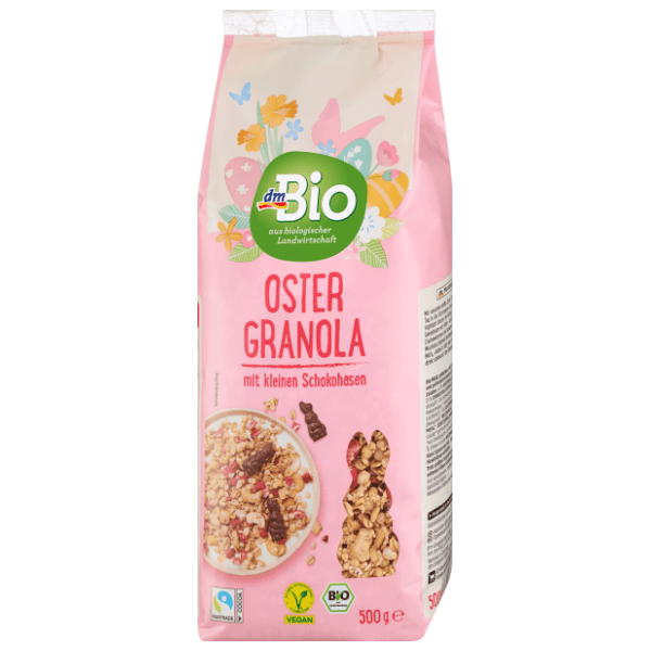 DM BIO granola sa čokoladnim figurama i sušenim jagodama 500g