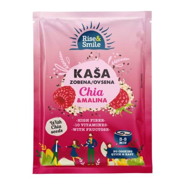 RISE&SMILE ovsena kaša čia semenke i malina 65g