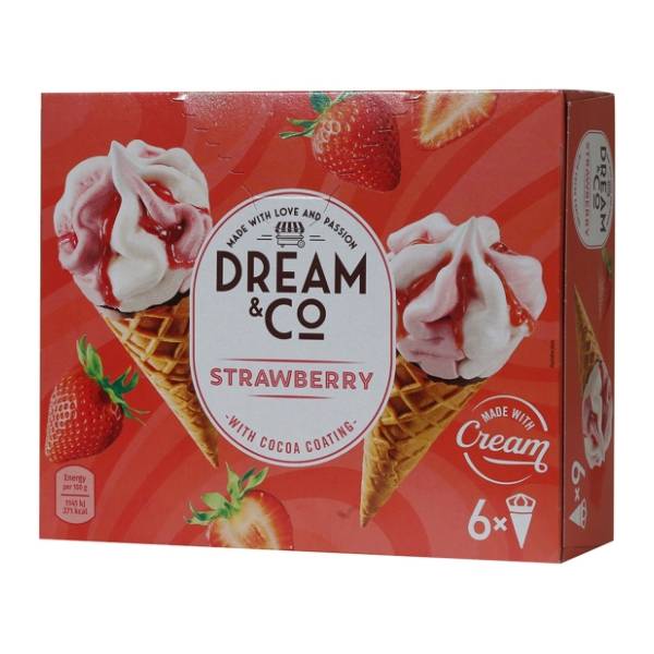 Sladoled DREAM&CO jagoda kornet 6x110ml