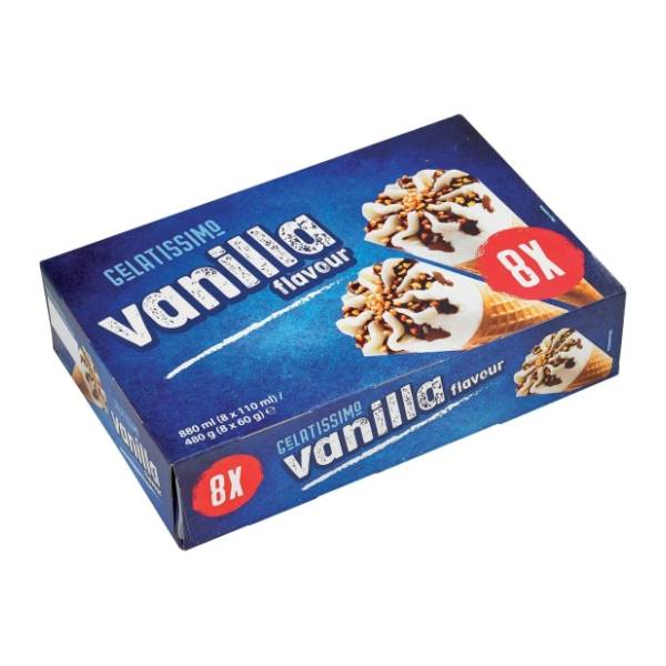 Sladoled GELATISSIMO vanila kornet 8x110ml