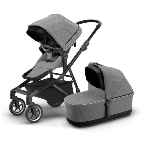 THULE kolica za bebe 2 u 1 Sleek grey melange on black