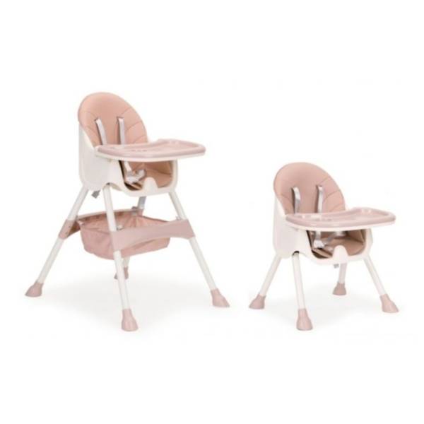 ECO TOYS stolica za hranjenje 2u1 belo-roze