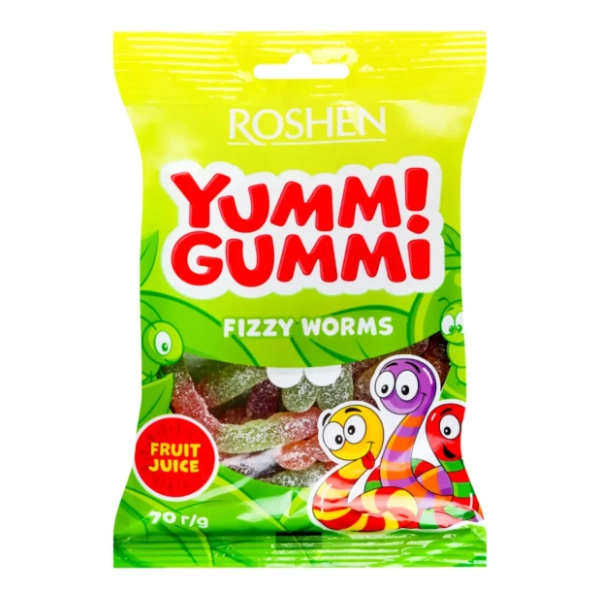Gumene bombone ROSHEN yummi gummi fizzy worms 70g