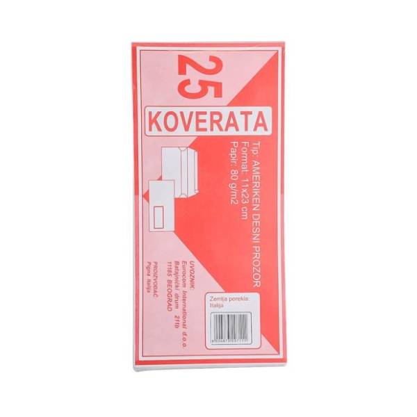 Koverta desni prozor 11x23cm Ameriken PIGNA 25kom