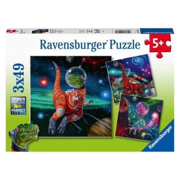Puzzle Dinosaurusi u svemiru 3x49 delova RAVENSBURGER