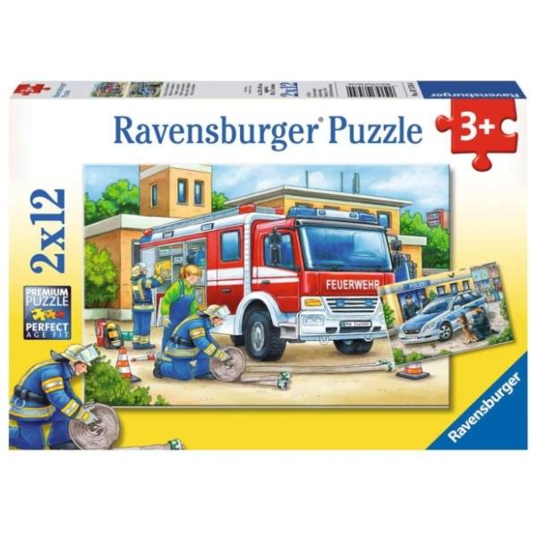 Puzzle Policija i vatrogasci 2x12 delova RAVENSBURGER