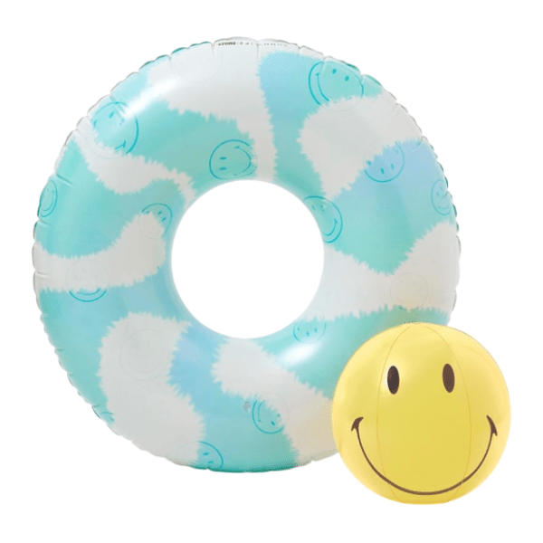 SUNNYLIFE set za plažu guma za plivanje i lopta za vodu Smajli