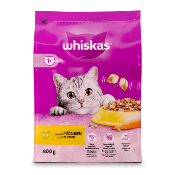 WHISKAS Adult briketi za mačke piletina 800g