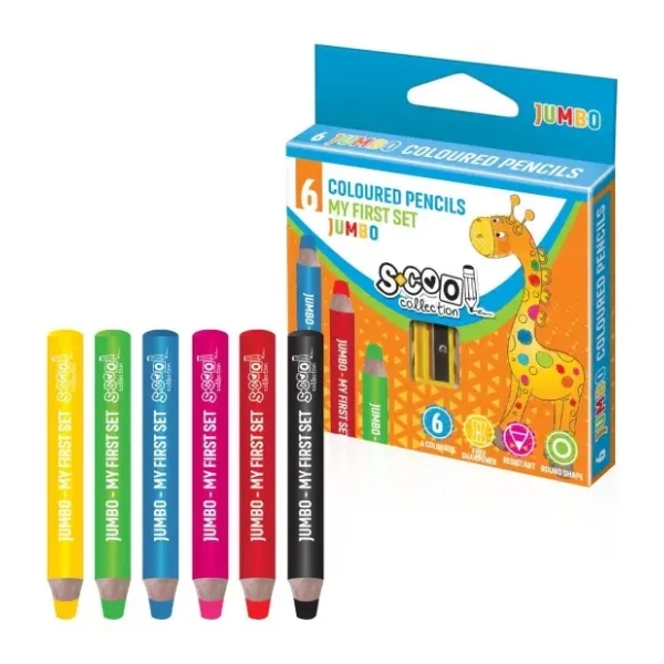 Drvene boje S-COOL jumbo 6kom + režač