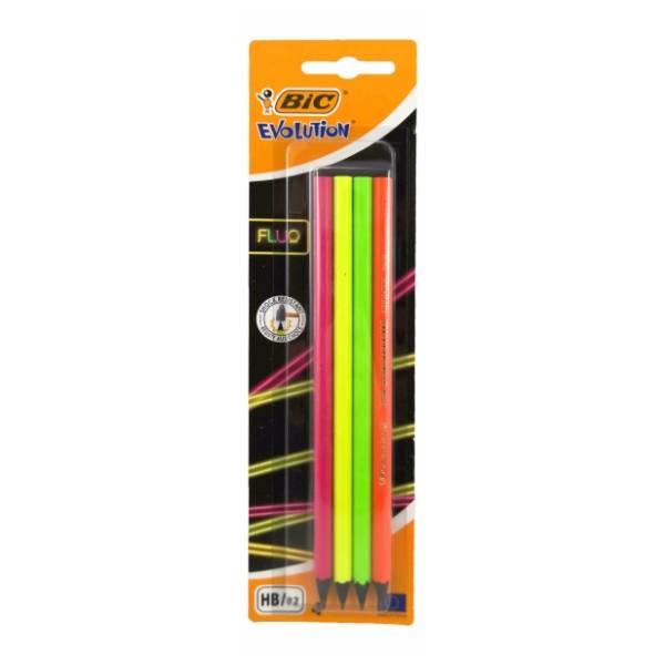 Grafitna olovka BIC evolution fluo 4kom