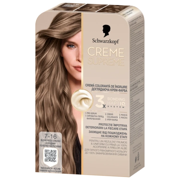 SCHWARZKOPF Creme Supreme farba za kosu 7-16 ash dark blonde