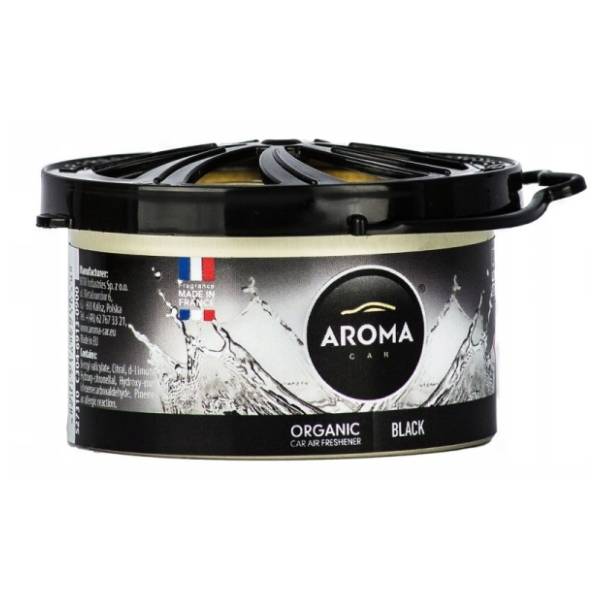 AROMA osveživač za auto organic black limenka 40g