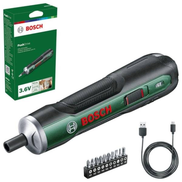 BOSCH PushDrive 06039C6002 aku odvrtač 10-delni set bitova
