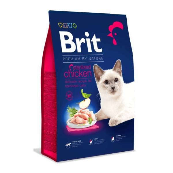 BRIT Premium by nature sterilized hrana za mačke piletina 8kg