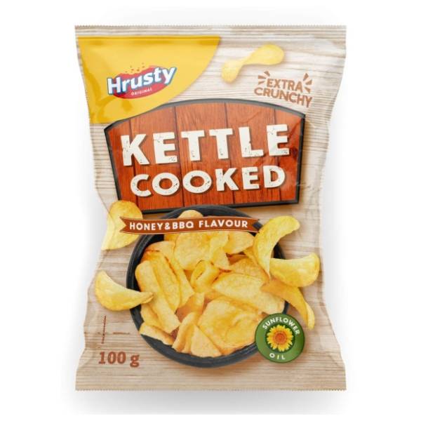 Čips HRUSTY Hand cooked bbq & med 100g