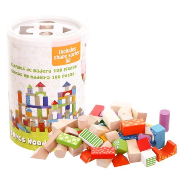 ECO TOYS drvene kocke sa šarama 100kom